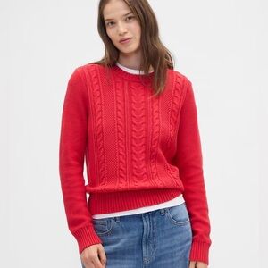 GAP Women's Red Cable Knit Sweater holiday S